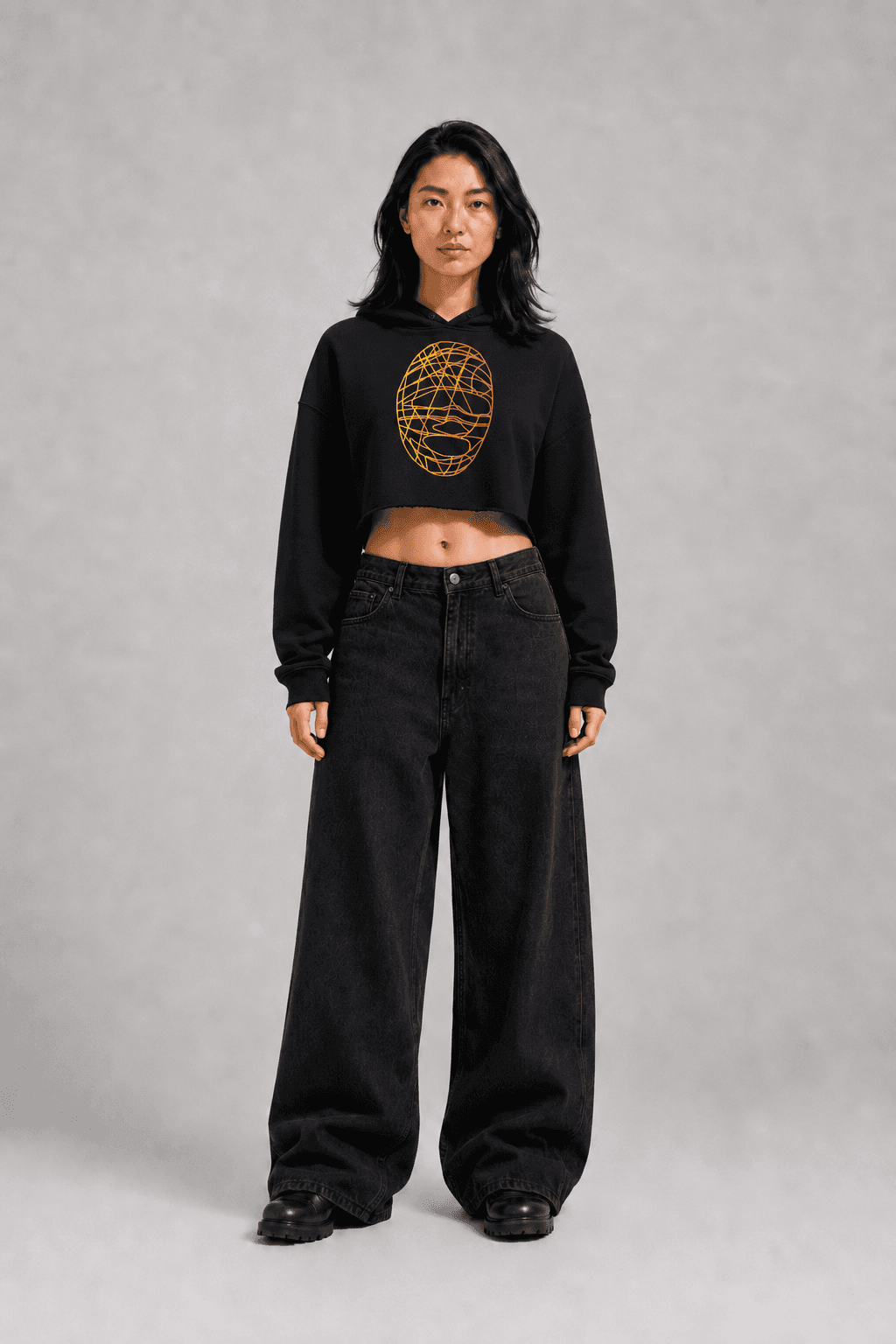 Skeleton Cropped Hoodie worn by Aika