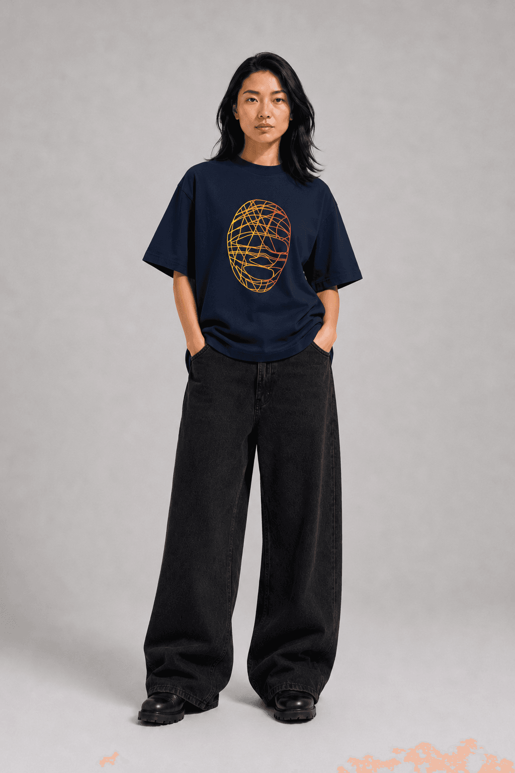 Skeleton Organic Oversized High Neck Tee worn by Aika